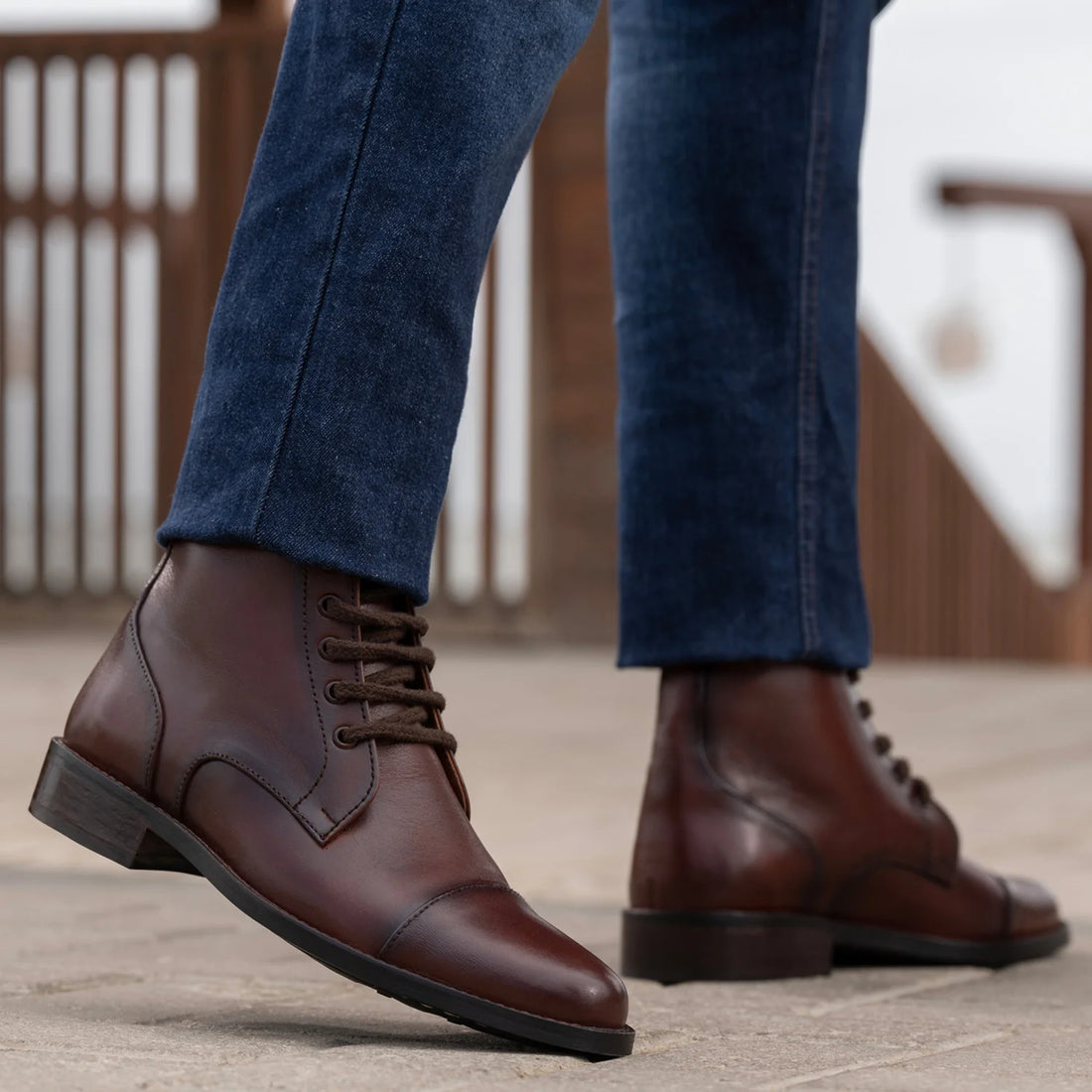 Knight Derby Burnished Brown Leather Boots - StudGuard