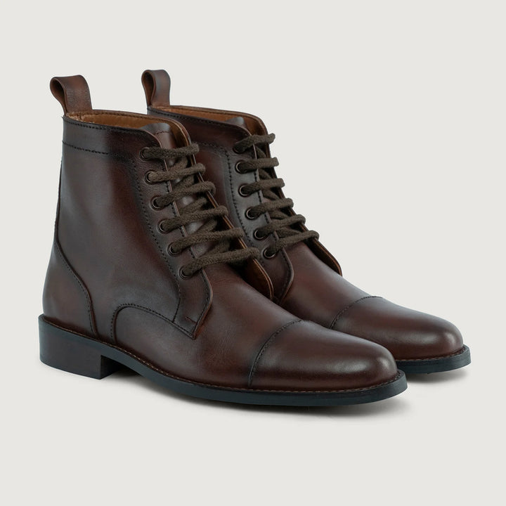 Knight Derby Burnished Brown Leather Boots - StudGuard