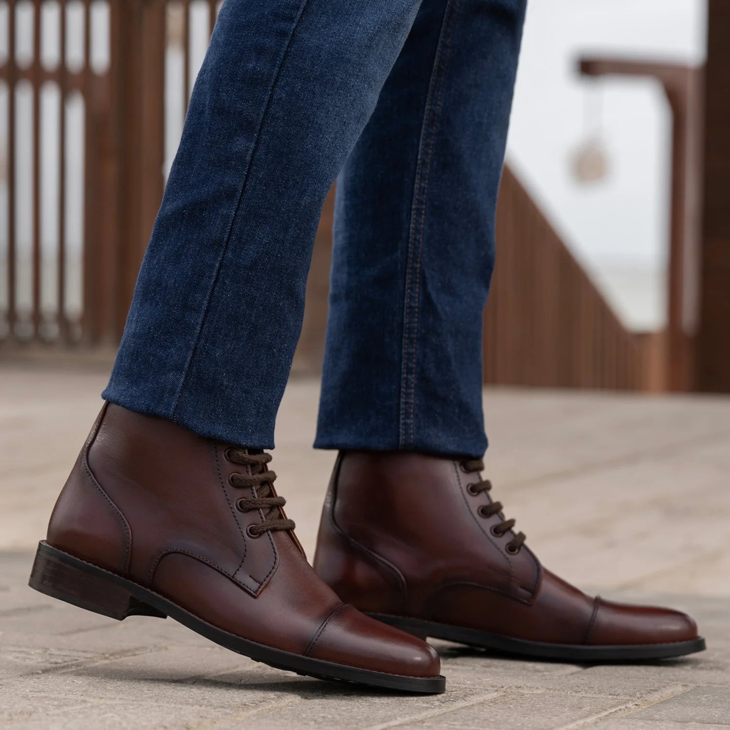 Knight Derby Burnished Brown Leather Boots - StudGuard