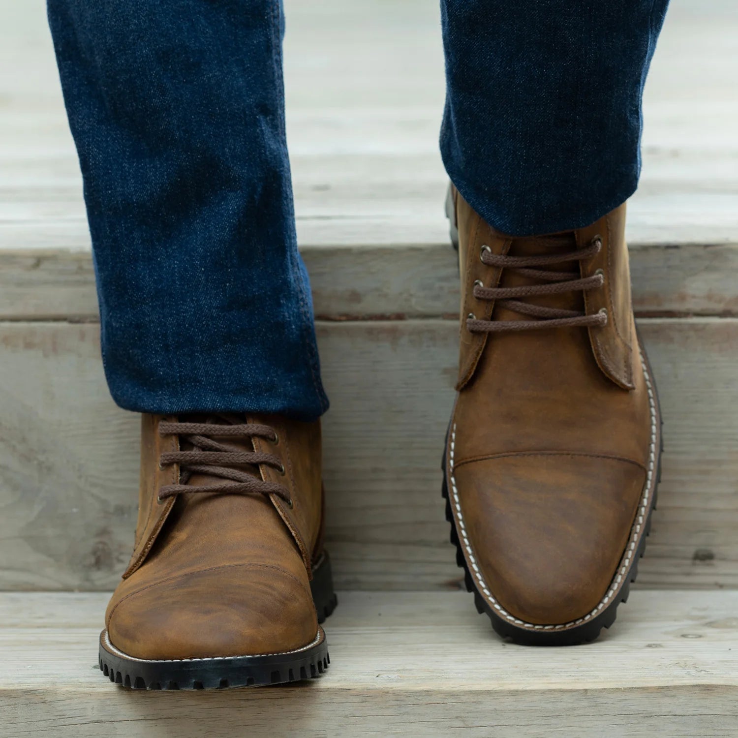 Knight Derby Burnt Copper Pullup Leather Boots - TerraGrip