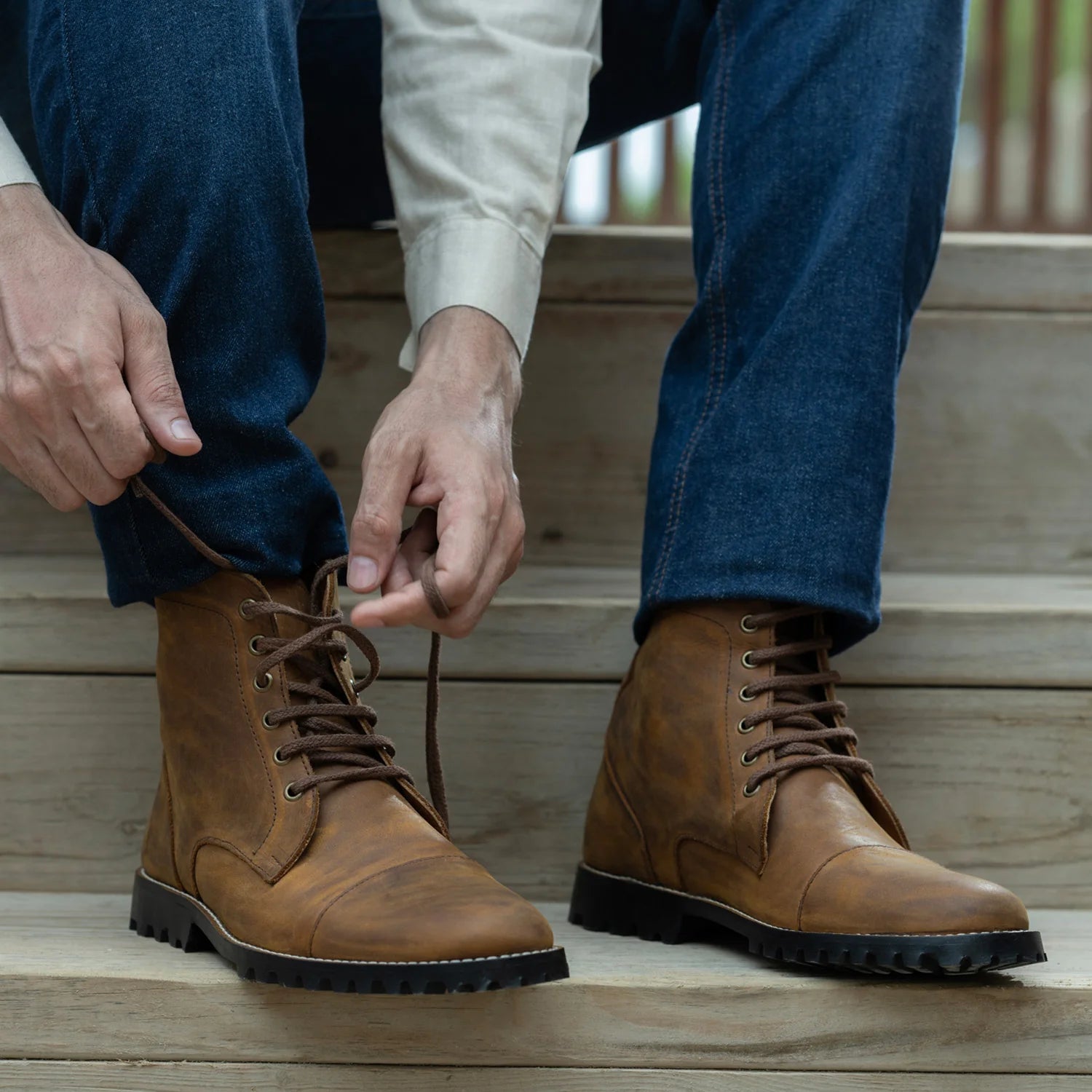 Knight Derby Burnt Copper Pullup Leather Boots - TerraGrip