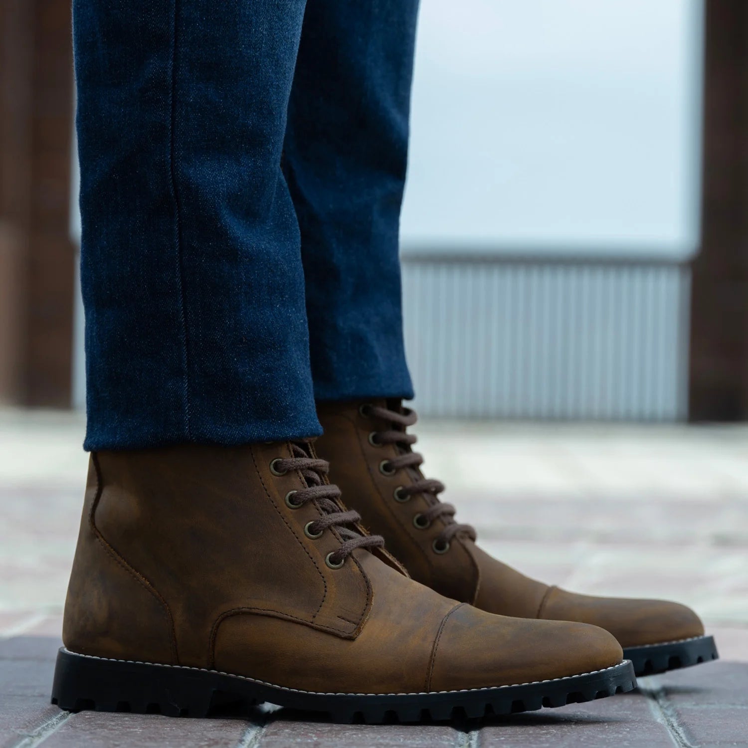 Knight Derby Burnt Copper Pullup Leather Boots - TerraGrip