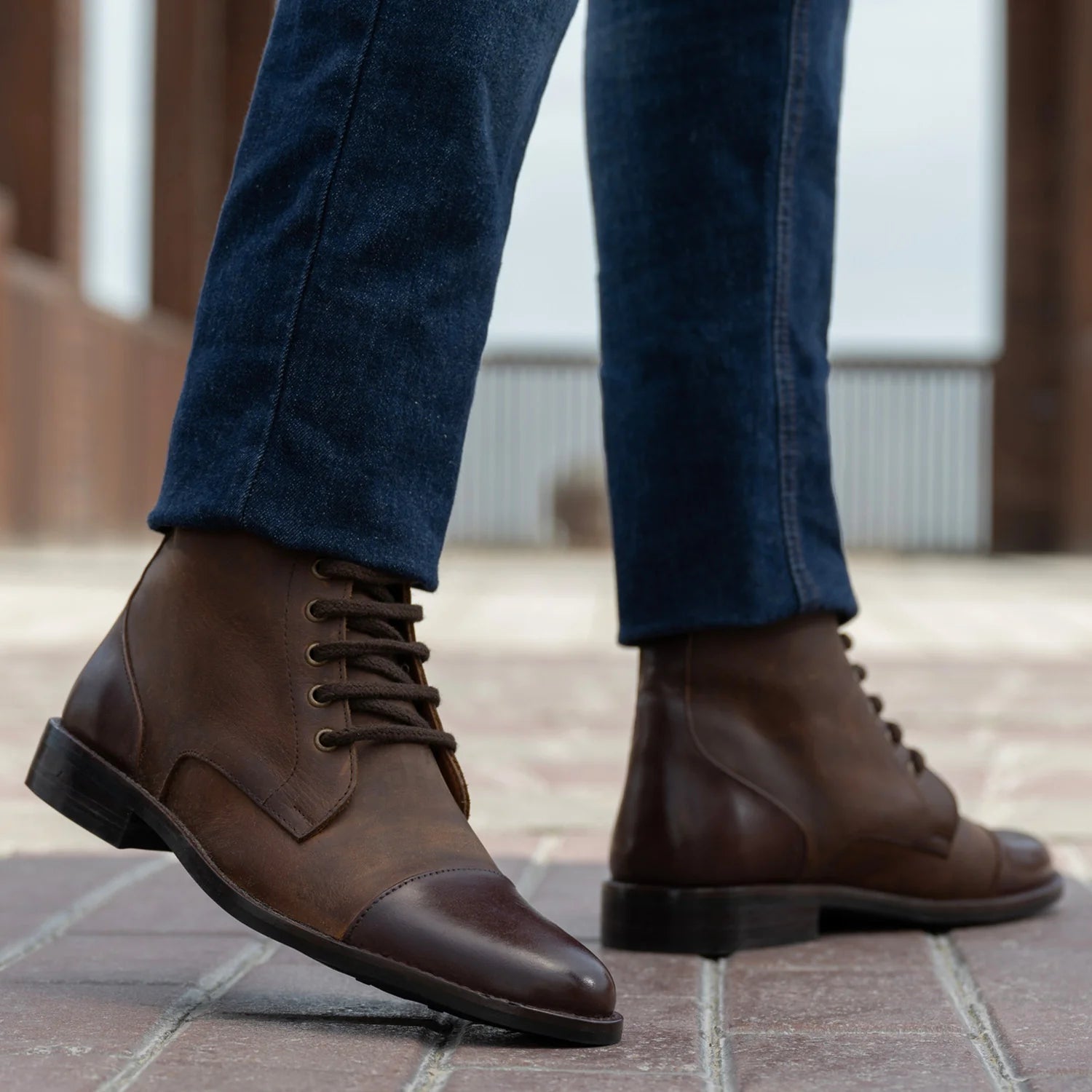 Knight Derby Hybrid Brown Leather Boots - StudGuard