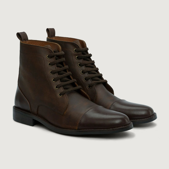 Knight Derby Hybrid Brown Leather Boots - StudGuard