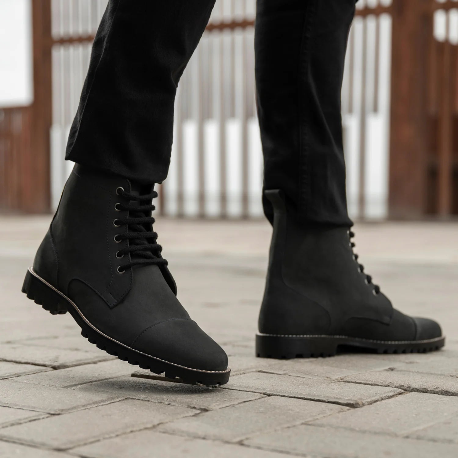 Knight Derby Black Matte Nubuck Leather Boots - TerraGrip
