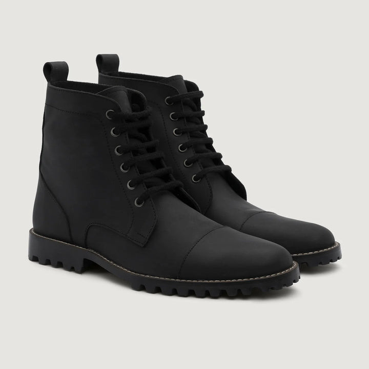 Knight Derby Black Matte Nubuck Leather Boots - TerraGrip