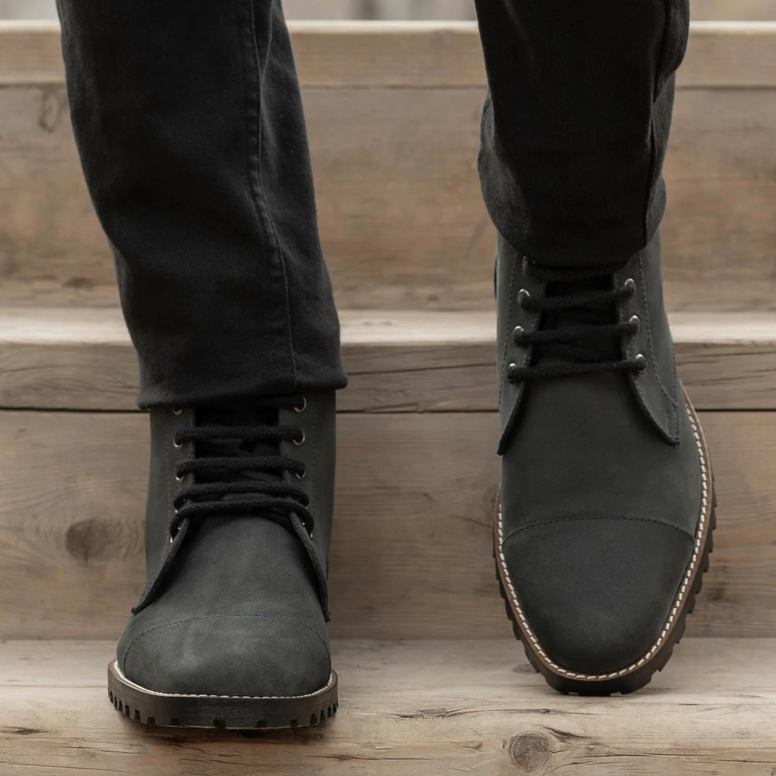 Knight Derby Black Matte Nubuck Leather Boots - TerraGrip