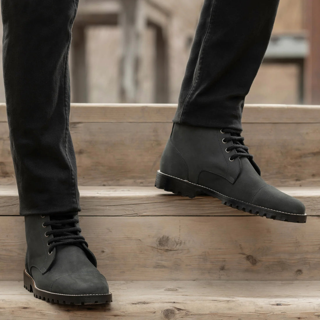 Knight Derby Black Matte Nubuck Leather Boots - TerraGrip