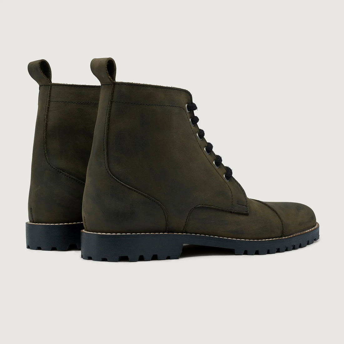 Knight Derby Olive Green Pullup Leather Boots - TerraGrip