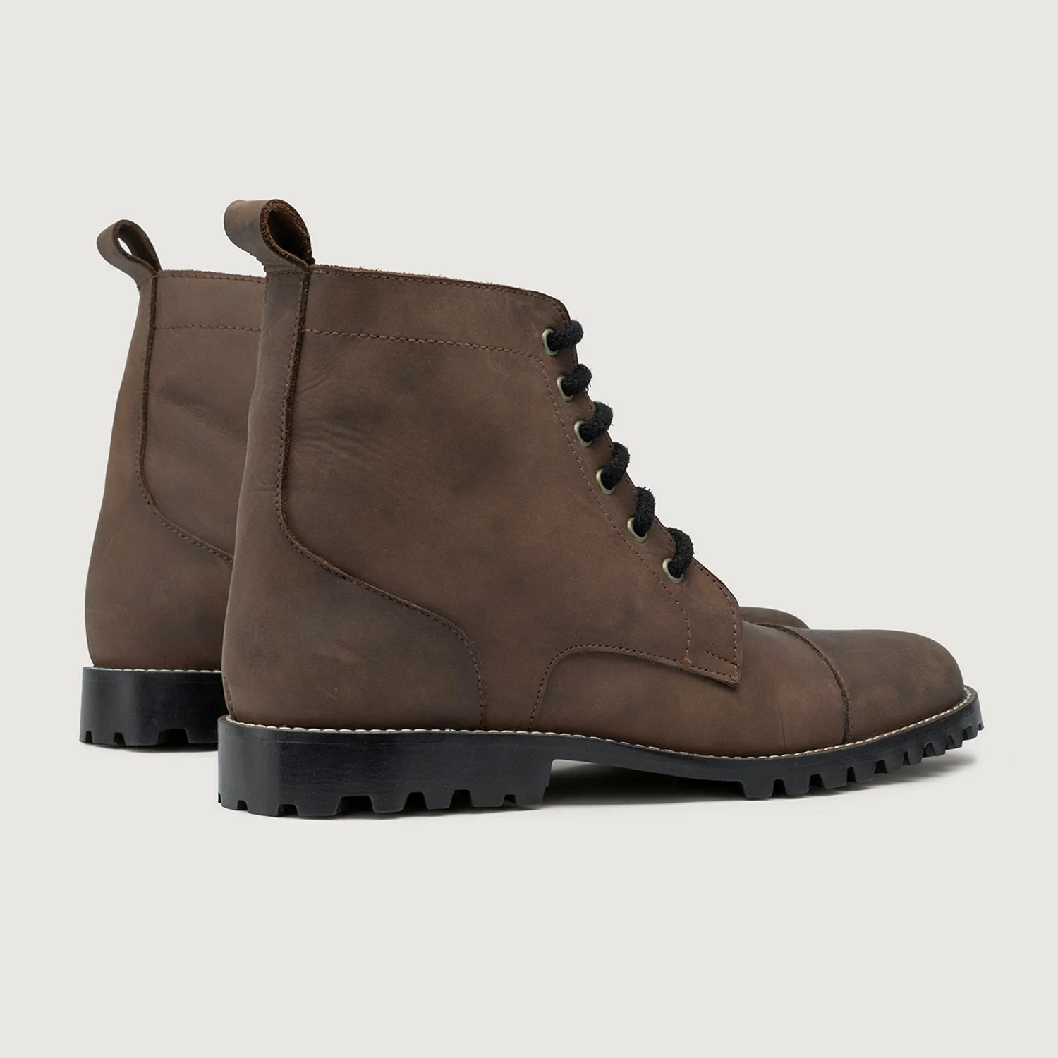 Knight Derby Waxed Brown Pullup Leather Boots - TerraGrip