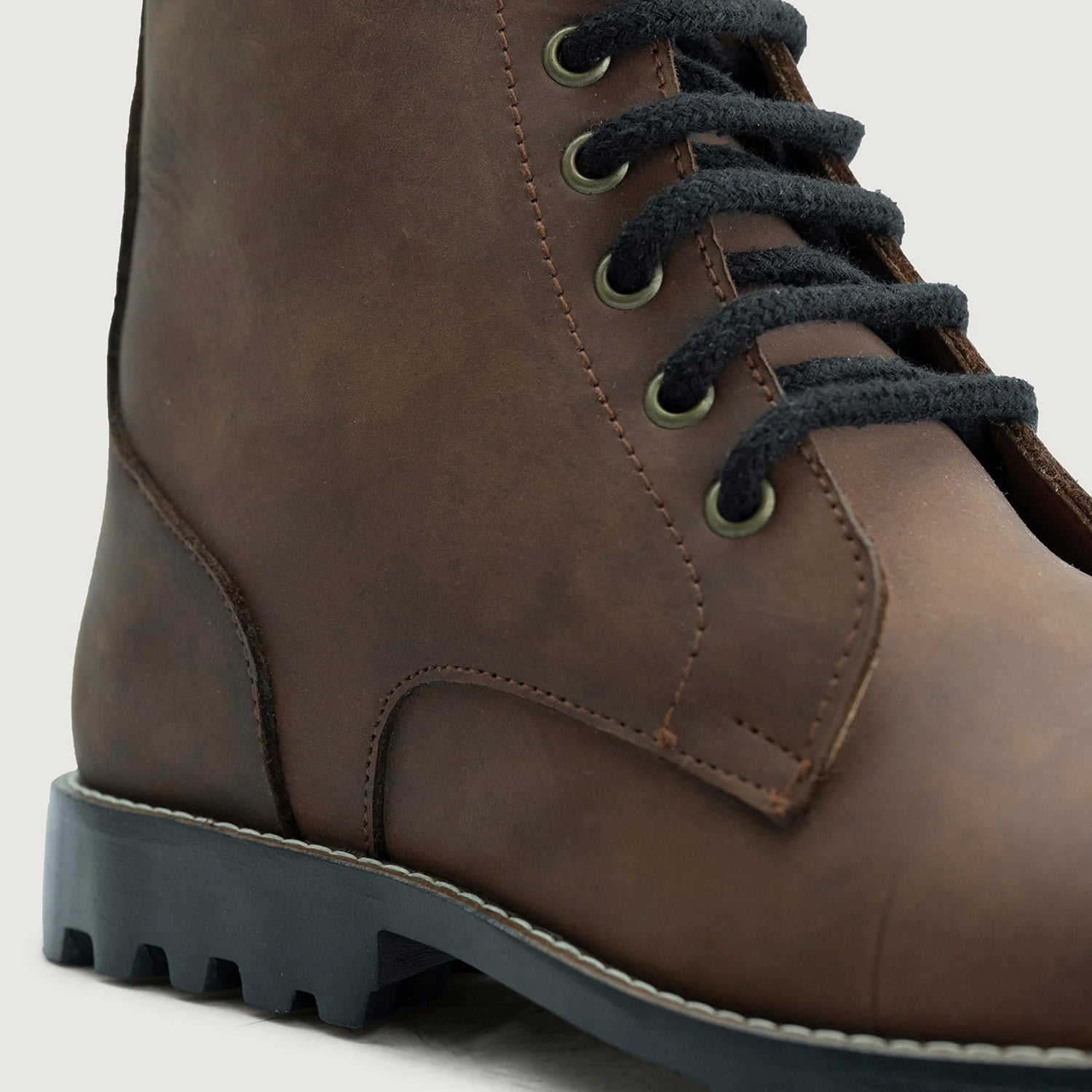 Knight Derby Waxed Brown Pullup Leather Boots - TerraGrip