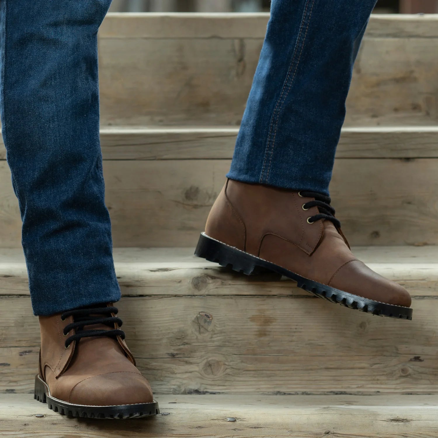 Knight Derby Waxed Brown Pullup Leather Boots - TerraGrip