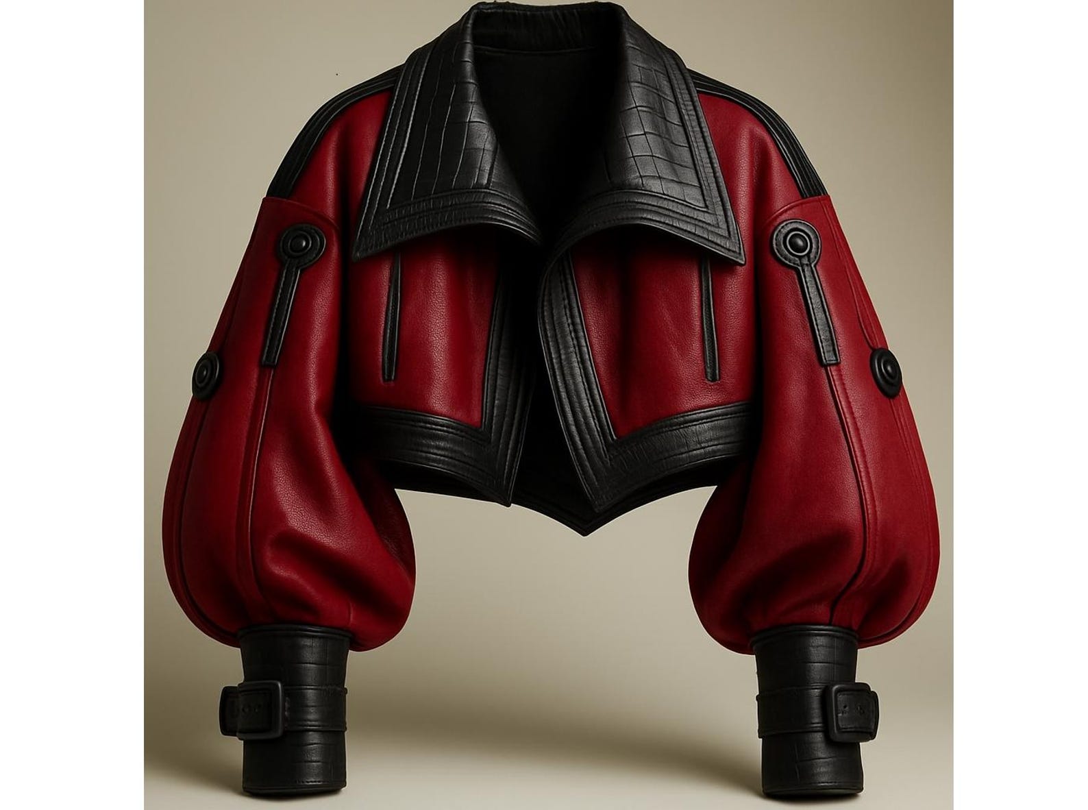 Balloon Sleeve Jacket with Crocodile Embossed Accents