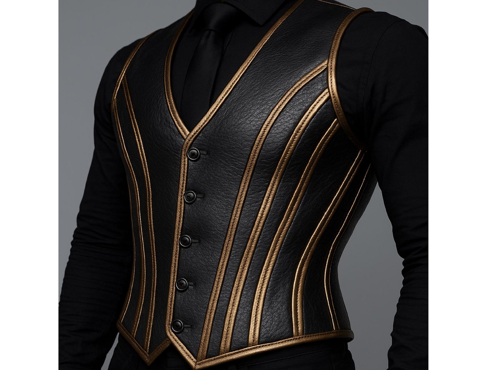 Leather Gothic Steampunk Gold Accents