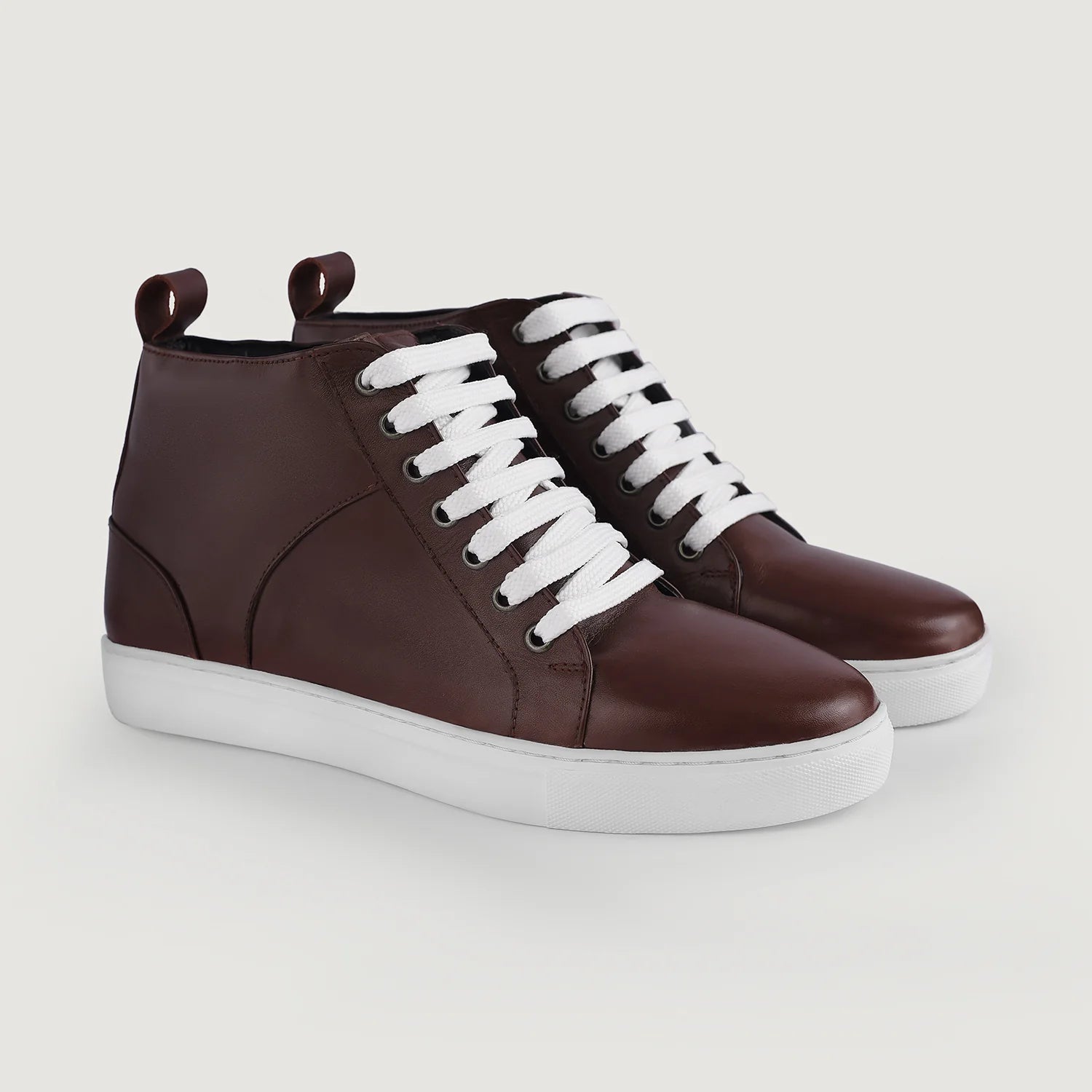 Marty High Top Maroon Leather Sneakers