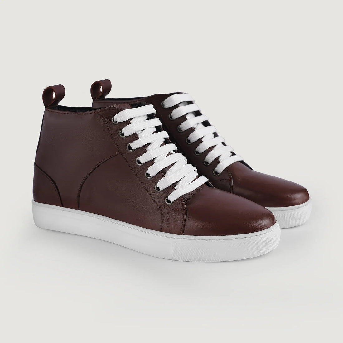 Marty High Top Maroon Leather Sneakers