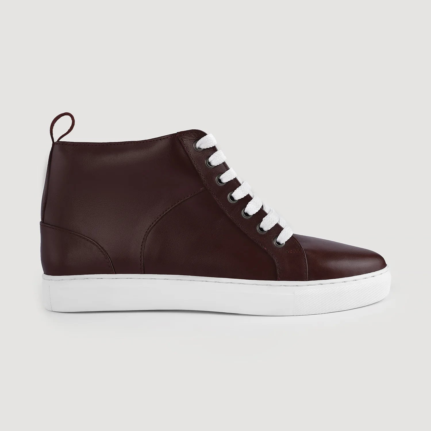 Marty High Top Maroon Leather Sneakers