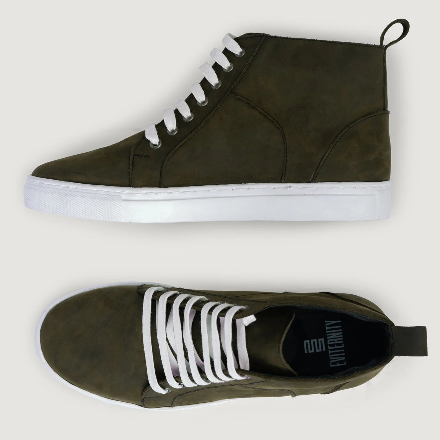 Marty High Top Olive Pullup Leather Sneakers