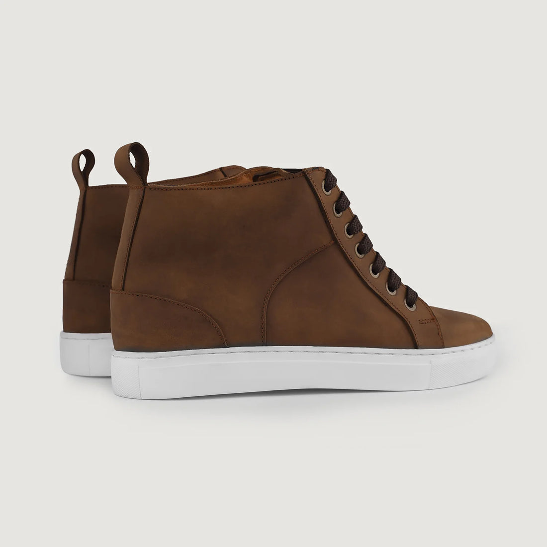 Marty High Top Pull-up Brown Leather Sneakers