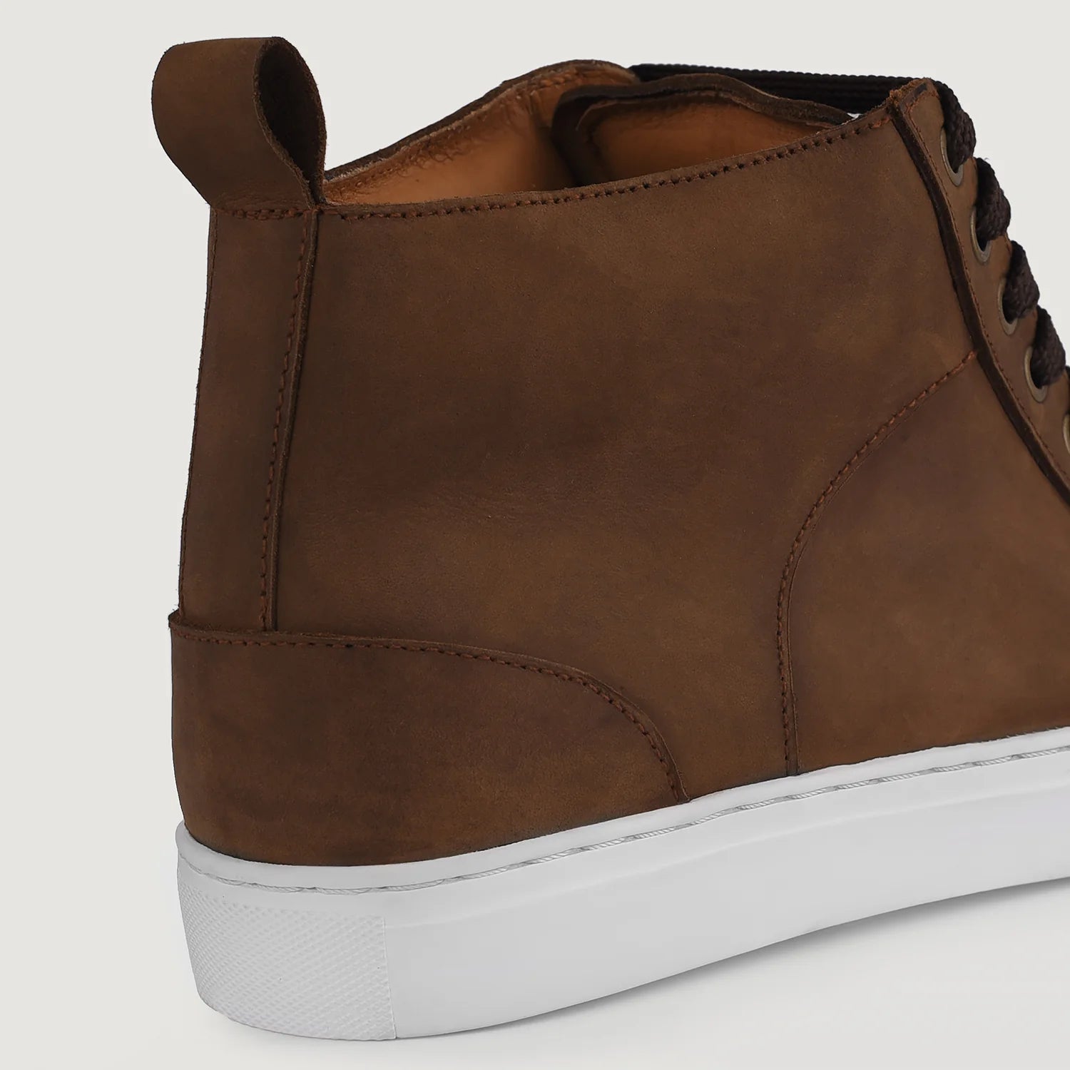 Marty High Top Pull-up Brown Leather Sneakers