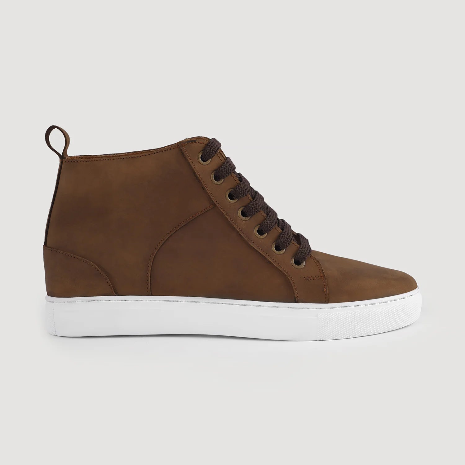 Marty High Top Pull-up Brown Leather Sneakers