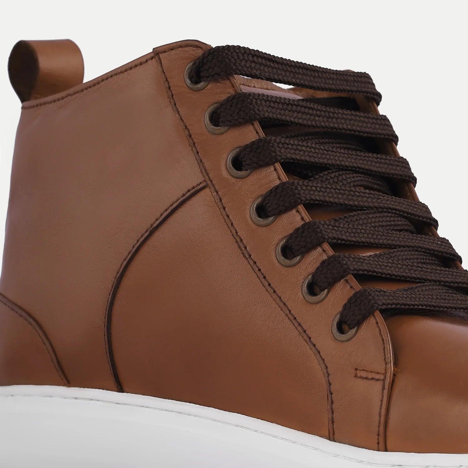 Marty High Top Tan Leather Sneakers