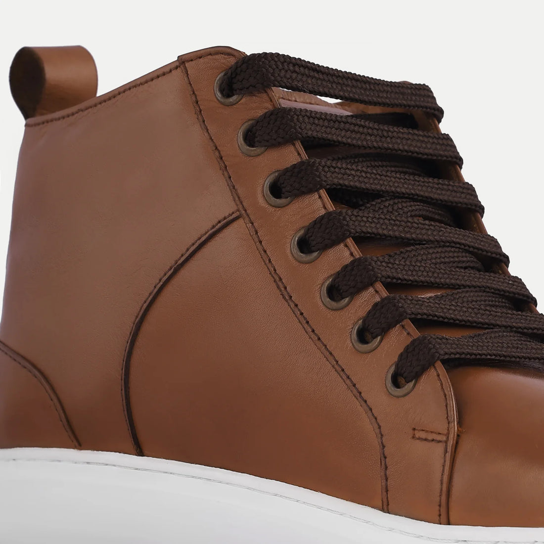 Marty High Top Tan Leather Sneakers