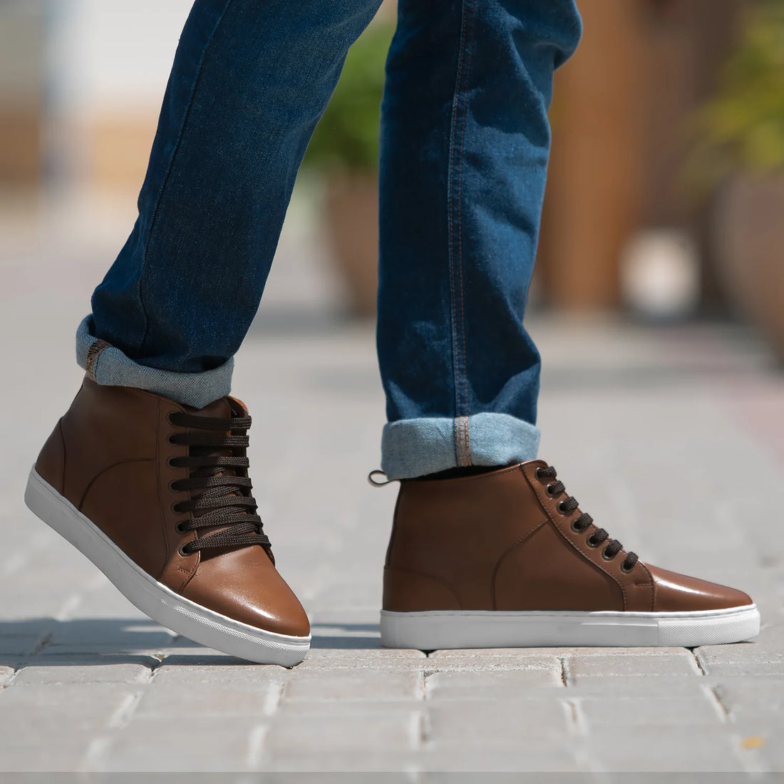 Marty High Top Tan Leather Sneakers