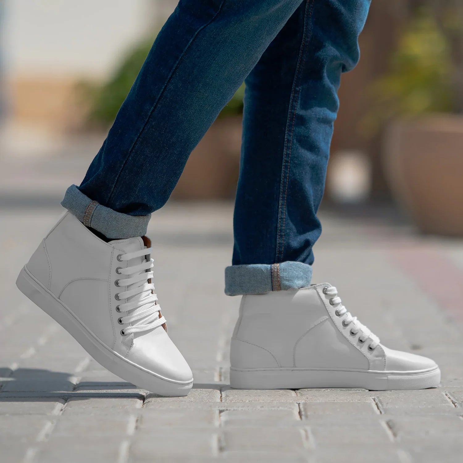 Marty High Top White Leather Sneakers
