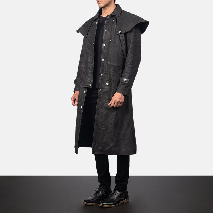 Maverick Black Leather Duster