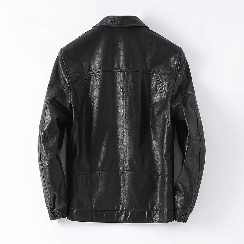 Revolution Wax Oil Black Leather Biker Jacket
