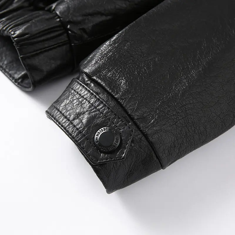 Revolution Wax Oil Black Leather Biker Jacket