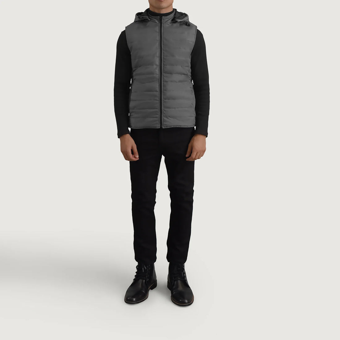 Carlo Grey Hooded Puffer Vest
