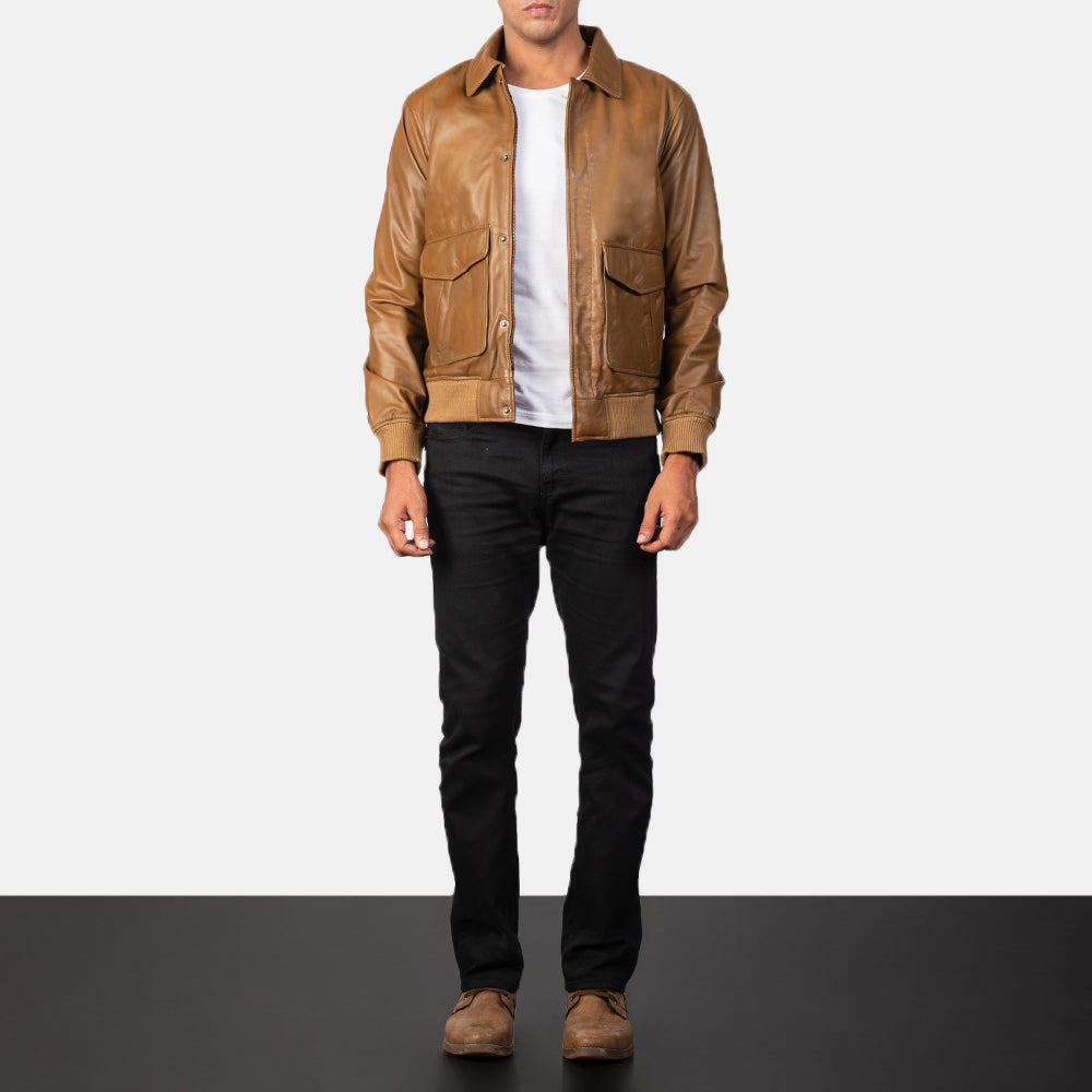 [FS] Coffmen Olive Brown A2 Leather Bomber Jacket