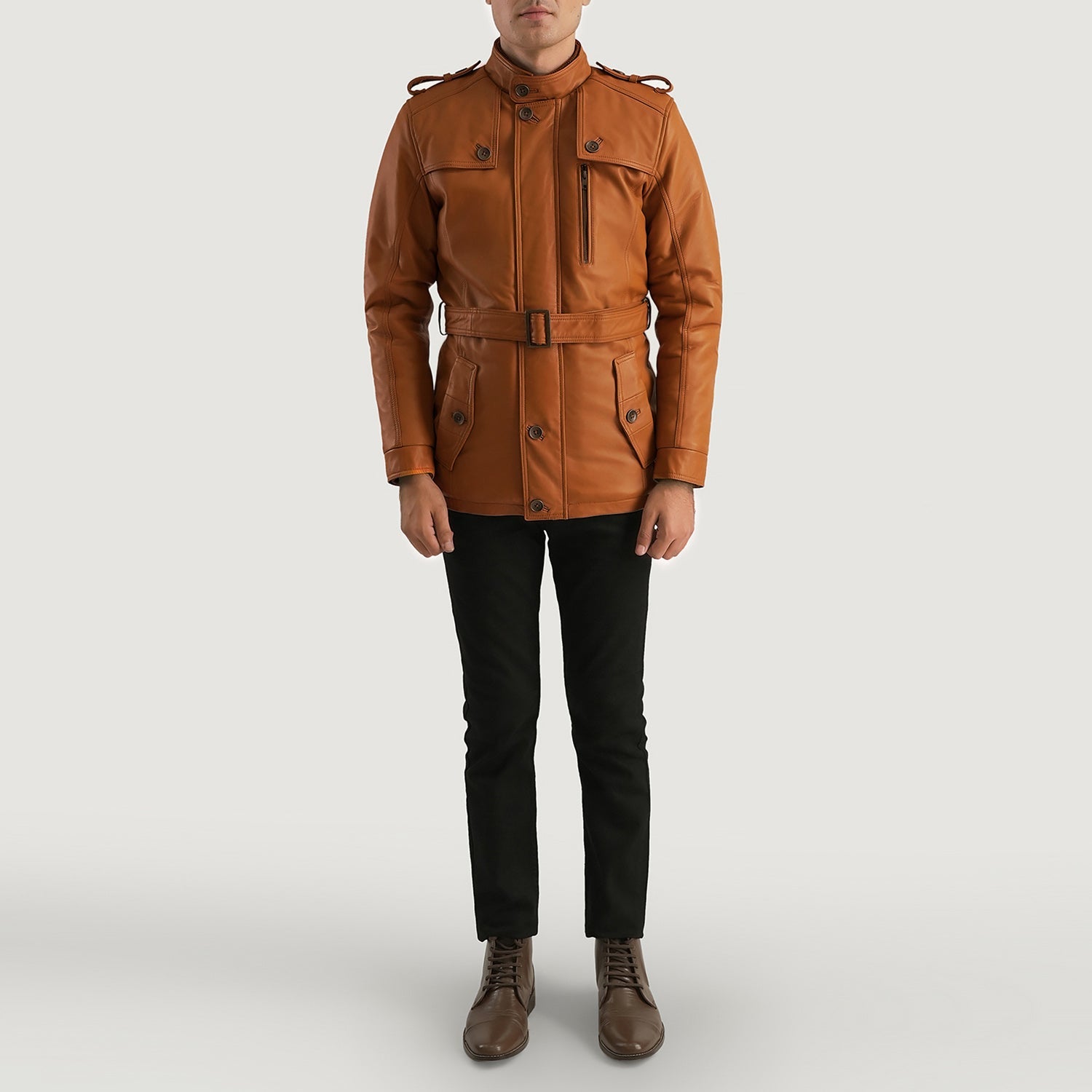 FS] Hunter Tan Brown Fur Leather Jacket – Crafted For You