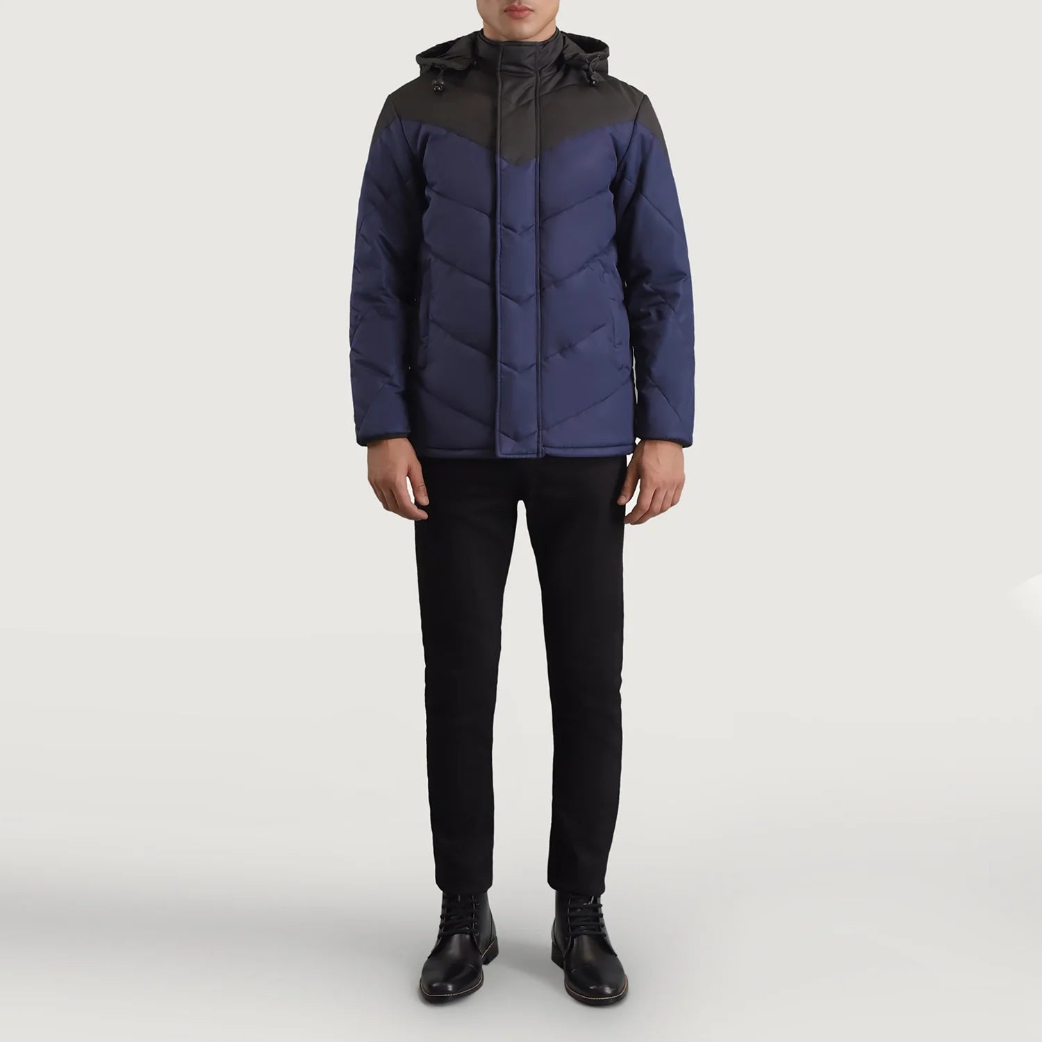 Luka Black & Blue Hooded Puffer Jacket