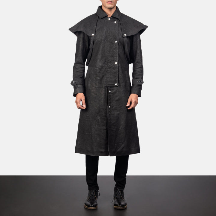 Maverick Black Leather Duster