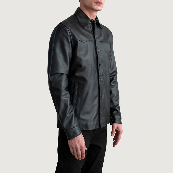 Bronco Black Leather Shirt