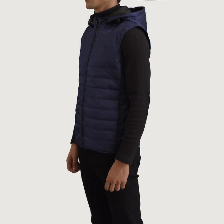Carlo Blue Hooded Puffer Vest