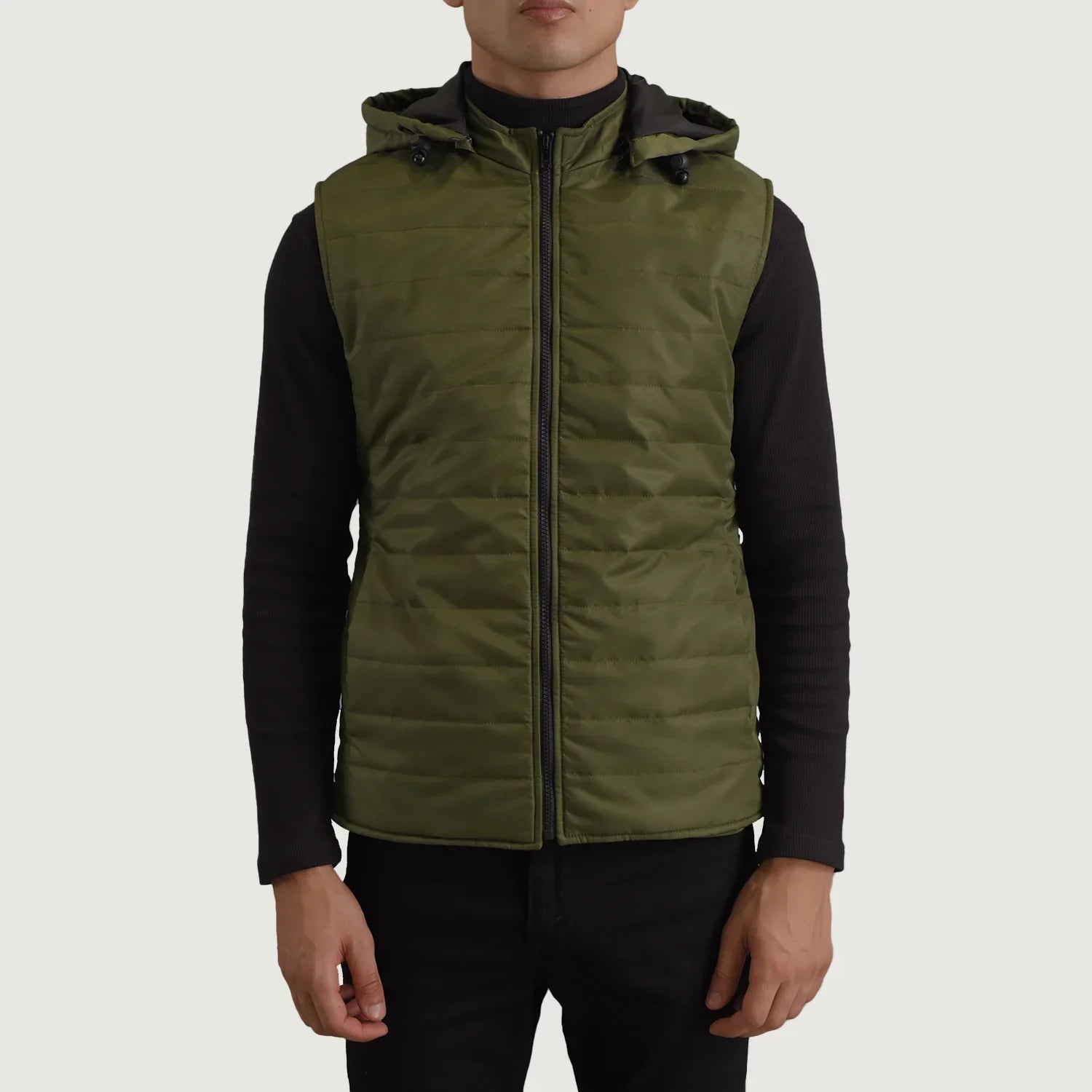Carlo Green Hooded Puffer Vest