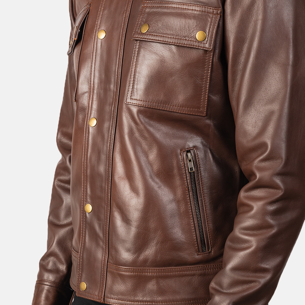 Darren Brown Leather Biker Jacket