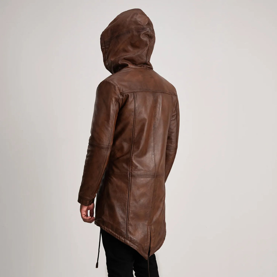Delvin Distressed Brown Leather Parka