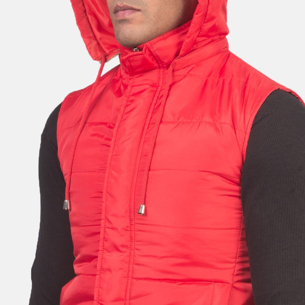 Fuston Red Hooded Puffer Vest