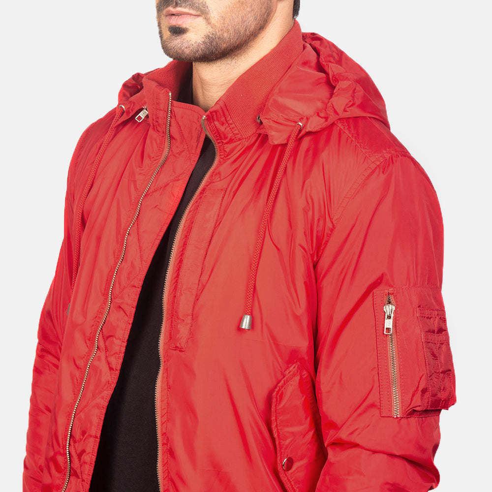 Hanklin Ma-1 Red Hooded Bomber Jacket