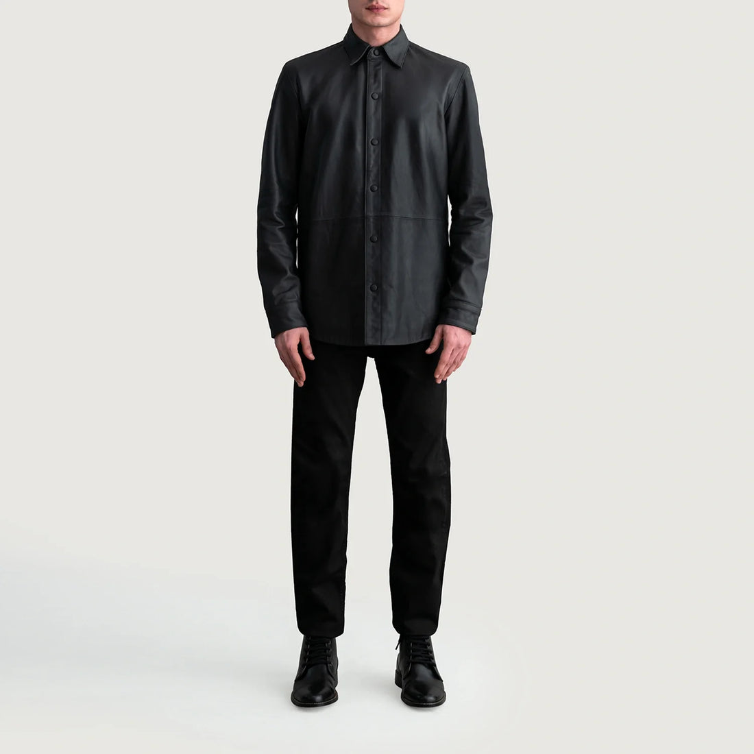 Haven Matte Black Leather Shirt