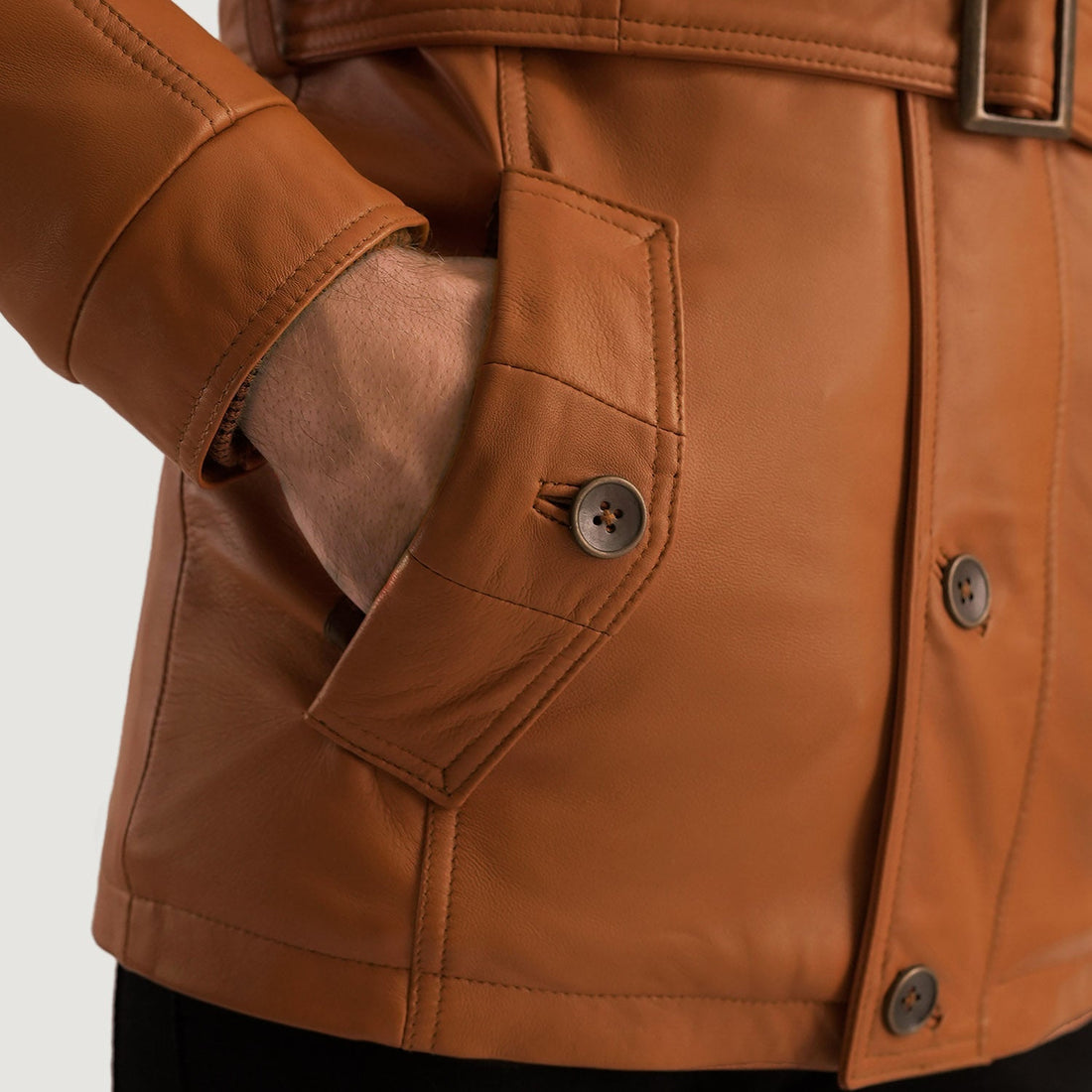 [FS] Hunter Tan Brown Fur Leather Jacket