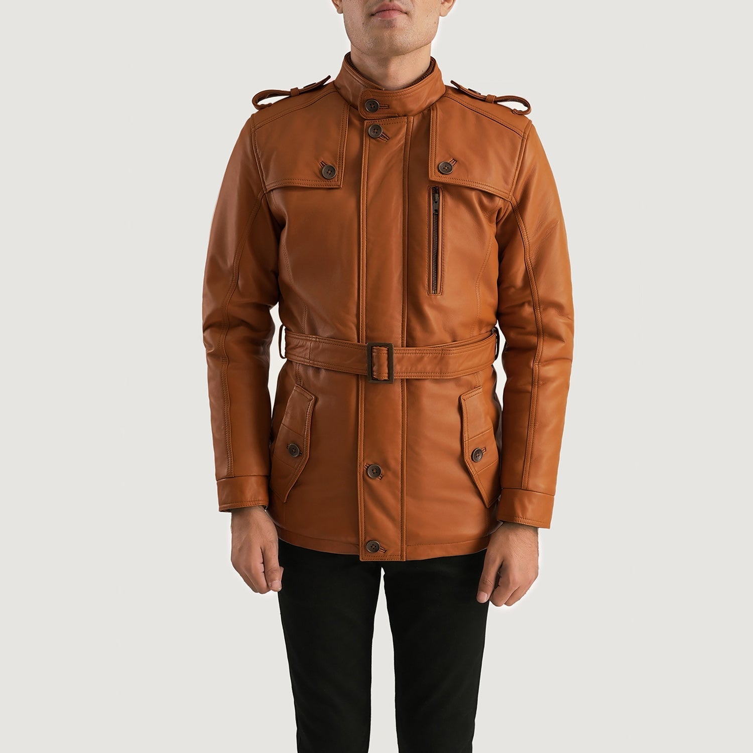 FS] Hunter Tan Brown Fur Leather Jacket – Crafted For You