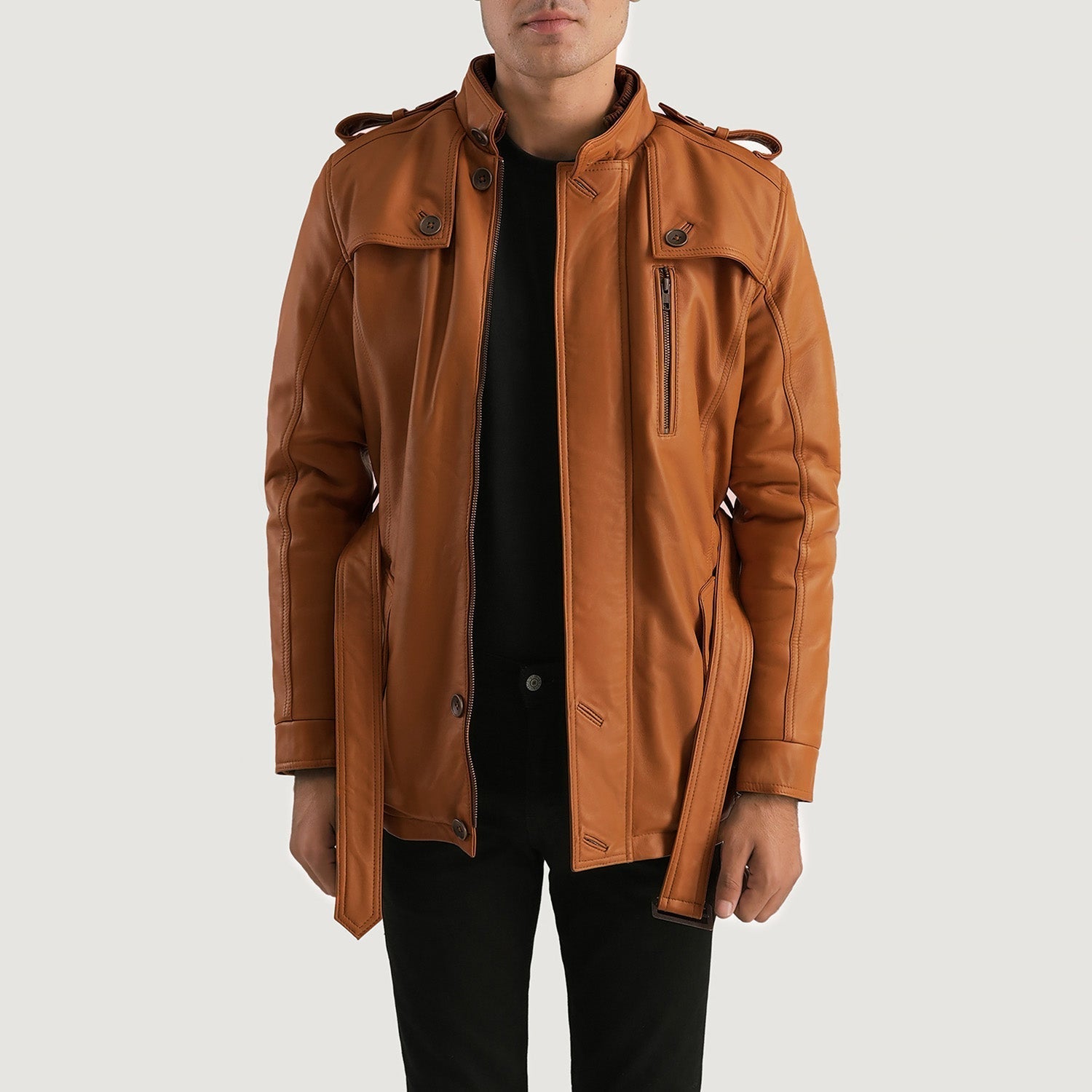 FS] Hunter Tan Brown Fur Leather Jacket – Crafted For You