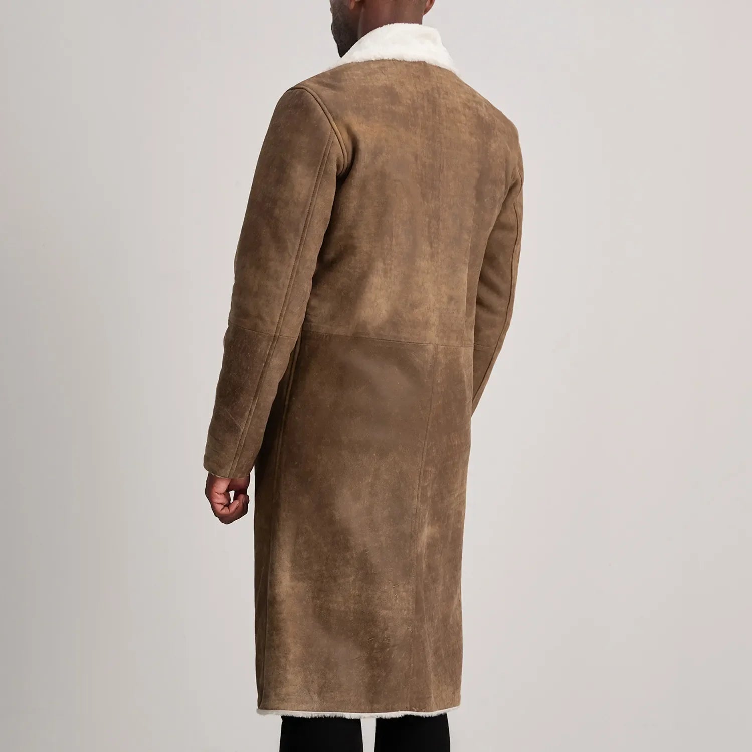 Kolby Distressed Brown Leather Shearling Coat