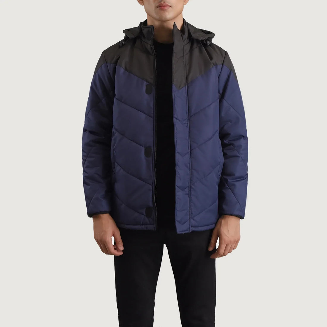 Luka Black & Blue Hooded Puffer Jacket